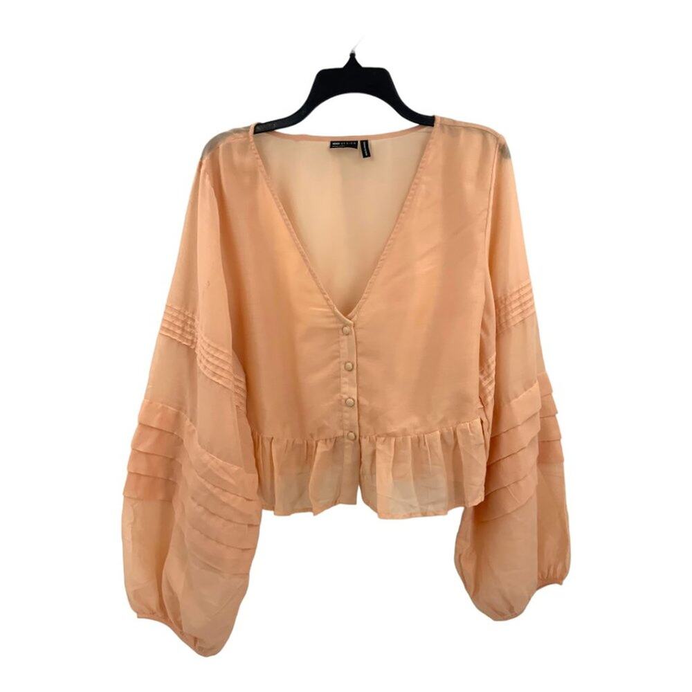 Asos Design Peach Button Through Pleated Sleeve T… - image 6